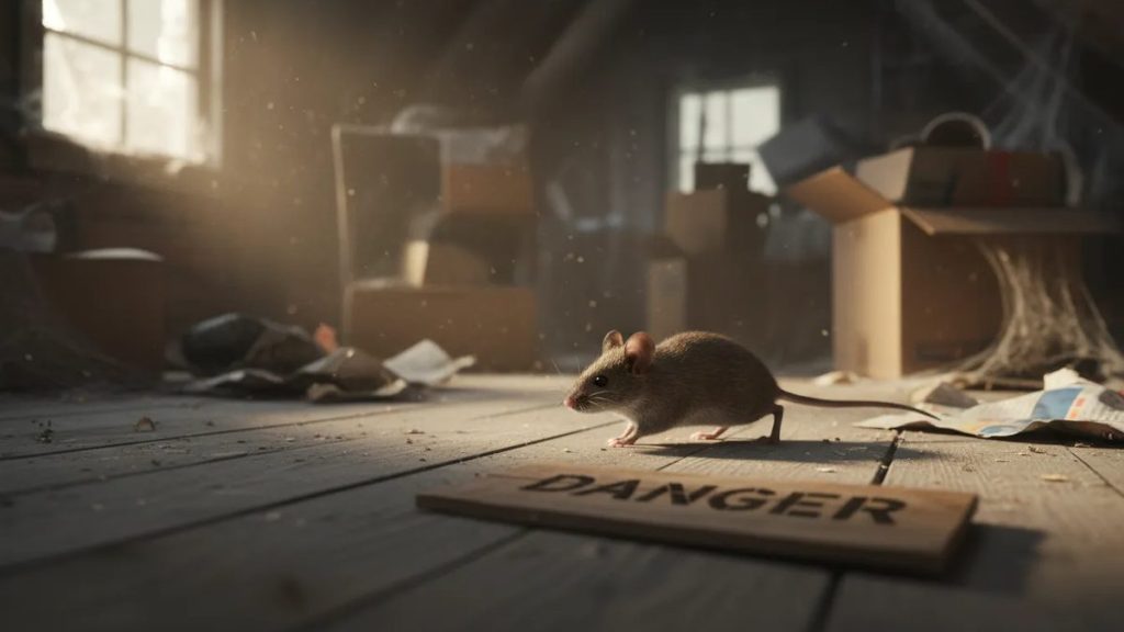 Ratos em ambiente interno próximo a pontos de abrigo.